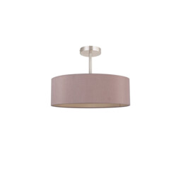 Baymont Satin Nickel 5 Light E27 Semi Flush Fixture, With 45cm x 15cm Dual Faux Silk Shade, Taupe/Halo Gold - thumbnail 5