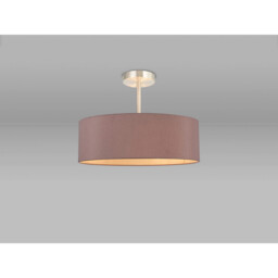 Baymont Satin Nickel 5 Light E27 Semi Flush Fixture, With 45cm x 15cm Dual Faux Silk Shade, Taupe/Halo Gold - thumbnail 2