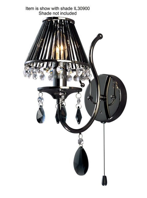 Luna Wall Lamp 1 Candle Light Black Chrome, Crystal - image 1