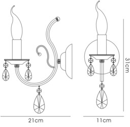 Luna Wall Lamp 1 Candle Light Black Chrome, Crystal - thumbnail 3