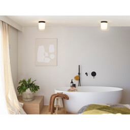 Aquina Bathroom 24cm Ceiling Light Matt Black with Glass Shade - thumbnail 3