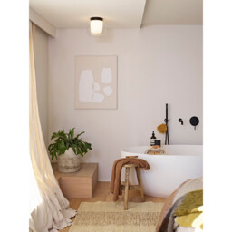 Aquina Bathroom 24cm Ceiling Light Matt Black with Glass Shade - thumbnail 2
