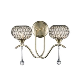 Chelsie Wall Lamp 2 Light Antique Brass, Clear Glass - thumbnail 1