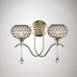 Chelsie Wall Lamp 2 Light Antique Brass, Clear Glass - thumbnail 2