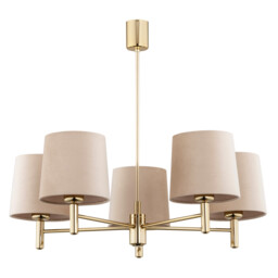 Ponte Plus Multi Arm Pendant Ceiling 5 Light Beige, Dark Brass Steel - thumbnail 3
