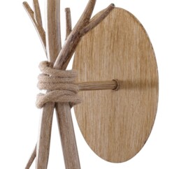 Sabina Wall Lamp, 1 x E27 (Max 40W), Imitation Wood, Linen Shade - thumbnail 5