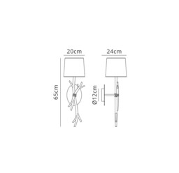 Sabina Wall Lamp, 1 x E27 (Max 40W), Imitation Wood, Linen Shade - thumbnail 2