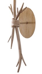 Sabina Wall Lamp, 1 x E27 (Max 40W), Imitation Wood, Linen Shade - thumbnail 3