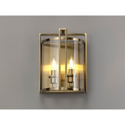 Eaton Wall Lamp 2 Light E14 Antique Brass/Glass - thumbnail 2