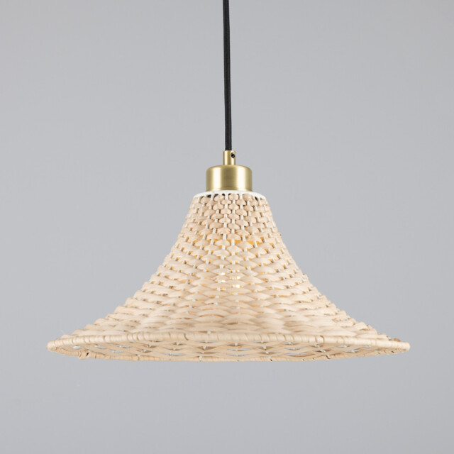 Savannah Rattan Large Dome Pendant, Satin Brass - image 1