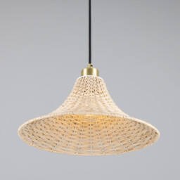 Savannah Rattan Large Dome Pendant, Satin Brass - thumbnail 3