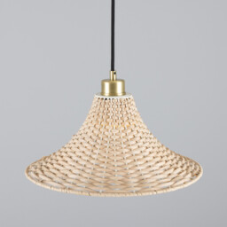 Savannah Rattan Large Dome Pendant, Satin Brass - thumbnail 2