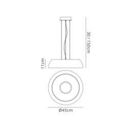 Argenta Ceiling Pendant Small 18W LED 3000K, 1800lm, Matt White, Silver, White Acrylic - thumbnail 2