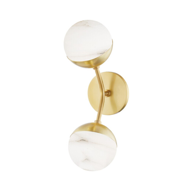 Saratoga 2 Light Wall Sconce Brass, Spanish Alabaster, 2700K