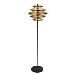 Hive Black/Gold Leaf 5 Light LED Floor Lamp 2700K - thumbnail 1