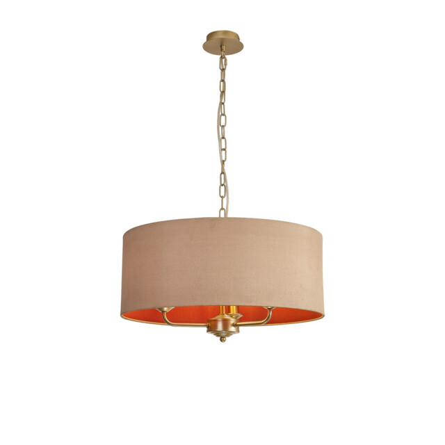 Banyan 3 Light Multi Arm Pendant With 50cm x 20cm Dual Faux Silk Fabric Shade Champagne Gold/Antique Gold - image 1