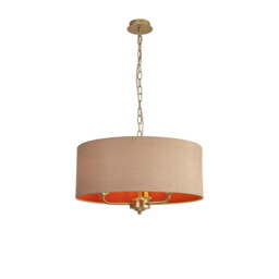 Banyan 3 Light Multi Arm Pendant With 50cm x 20cm Dual Faux Silk Fabric Shade Champagne Gold/Antique Gold