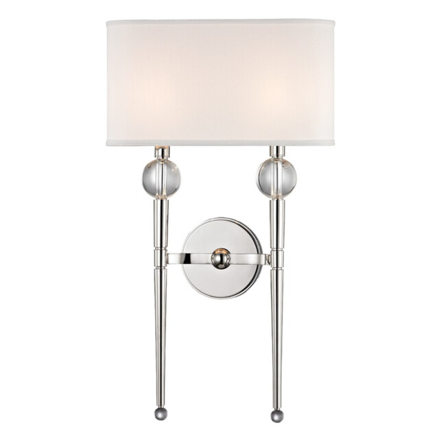 Rockland 2 Light Wall Sconce Polished Nickel, Faux Silk