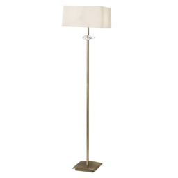Akira Floor Lamp 3 Light E27, Antique Brass With Cream Shade