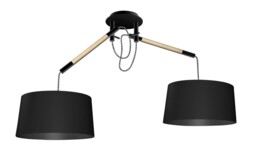Nordica Ceiling Pendant with Black Shade 2 Light E27, Matt Black, Beech with Black Shades - thumbnail 1