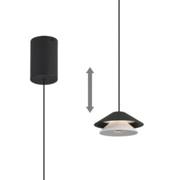 Piccola 13cm Rise & Fall Pendant, 5W LED, 3000K, 550lm, Black, 3yrs Warranty - thumbnail 1