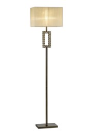 Florence Rectangle Floor Lamp with Cream Shade 1 Light Antique Brass, Crystal