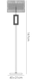 Florence Rectangle Floor Lamp with Cream Shade 1 Light Antique Brass, Crystal - thumbnail 3