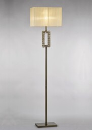 Florence Rectangle Floor Lamp with Cream Shade 1 Light Antique Brass, Crystal - thumbnail 2