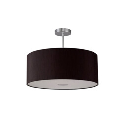 Baymont Polished Chrome E27 Semi Flush With 50cm x 20cm Faux Silk Shade, Black/White Laminate - thumbnail 5