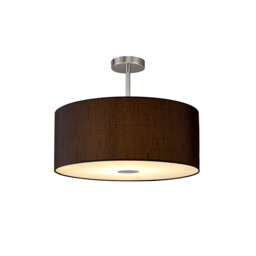 Baymont Polished Chrome E27 Semi Flush With 50cm x 20cm Faux Silk Shade, Black/White Laminate - thumbnail 1