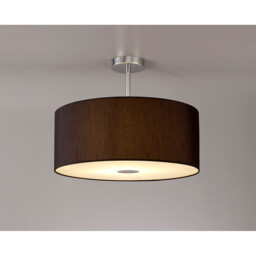 Baymont Polished Chrome E27 Semi Flush With 50cm x 20cm Faux Silk Shade, Black/White Laminate - thumbnail 2