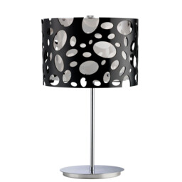Lupin Table Lamp E27, Gloss Black/White Acrylic/Polished Chrome, CFL Lamps INCLUDED
