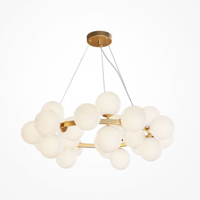 Maytoni Dallas Modern 25 Light Globe Pendant Ceiling Light Gold, Matte White Shade, G9 - image 1
