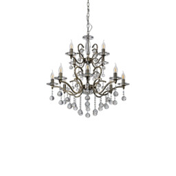 Zinta Pendant 2 Tier 12 Light E14 Antique Brass/Crystal, (ITEM REQUIRES CONSTRUCTION/CONNECTION) Item Weight: 15.0kg - thumbnail 3