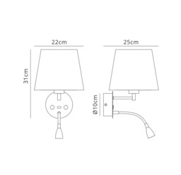 Fusion Wall + Reading Light with USB Charger, 1 x E27 (Max 20W) + 3W LED, 3000K, 210lm LED, Individually Switched, White - thumbnail 2