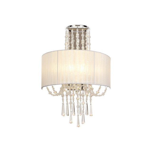 Freida Wall Lamp With White Shade 2 Light E14 Polished Chrome/Crystal - image 1