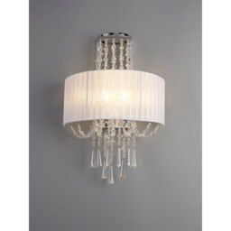 Freida Wall Lamp With White Shade 2 Light E14 Polished Chrome/Crystal - thumbnail 2