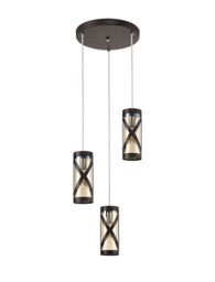 Burlington 3 Light Round Ceiling Cluster Pendant E14, Oiled Bronze, Polished Chrome, Amber - thumbnail 3