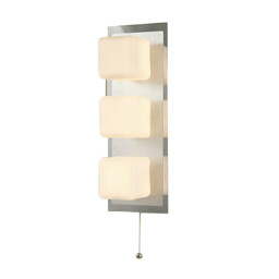 IP44 Cube Wall Lamp Pull-Cord Switch 3 Light G9 Polished Chrome & Aluminium - thumbnail 1