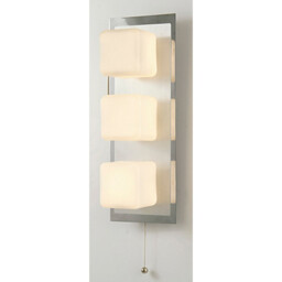 IP44 Cube Wall Lamp Pull-Cord Switch 3 Light G9 Polished Chrome & Aluminium - thumbnail 2