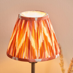 Rise Antique Bronze Plate Table Lamp with Apricot Orange Fabric Zigzag Shade 16cm E14 - thumbnail 5