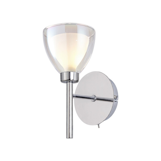 Baldwin Switched Wall Lamp With Curved Cone Glass (U), 1 Light G9, Polished Chrome/Iridescent/Opal - image 1