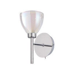 Baldwin Switched Wall Lamp With Curved Cone Glass (U), 1 Light G9, Polished Chrome/Iridescent/Opal - thumbnail 5