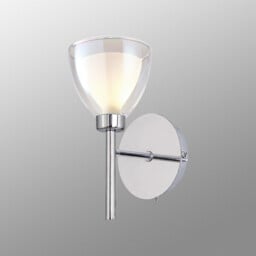 Baldwin Switched Wall Lamp With Curved Cone Glass (U), 1 Light G9, Polished Chrome/Iridescent/Opal - thumbnail 3