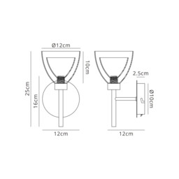 Baldwin Switched Wall Lamp With Curved Cone Glass (U), 1 Light G9, Polished Chrome/Iridescent/Opal - thumbnail 2