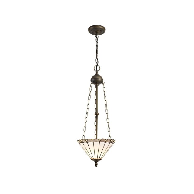 Worcester 3 Light Uplighter Ceiling Pendant E27 With 30cm Tiffany Shade, Grey, Crystal, Aged Antique Brass - image 1
