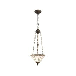 Worcester 3 Light Uplighter Ceiling Pendant E27 With 30cm Tiffany Shade, Grey, Crystal, Aged Antique Brass - thumbnail 1