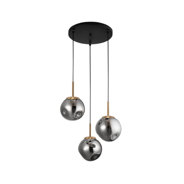 Spada 3 Light Cluster Pendant Ceiling Light Gold Metal, Chrome Glass Black LED E27 - image 1