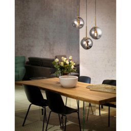 Spada 3 Light Cluster Pendant Ceiling Light Gold Metal, Chrome Glass Black LED E27 - thumbnail 2
