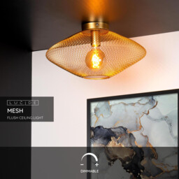 Mesh Modern Flush Ceiling Light - 45cm - 1xE27 - Matt Gold, Brass - Special Offer - thumbnail 2